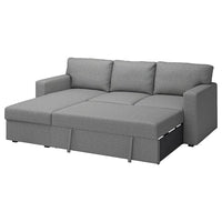 BÅRSLÖV 3-seat sofa-bed with chaise longue, Tibbleby beige/grey, 236x90x153 cm