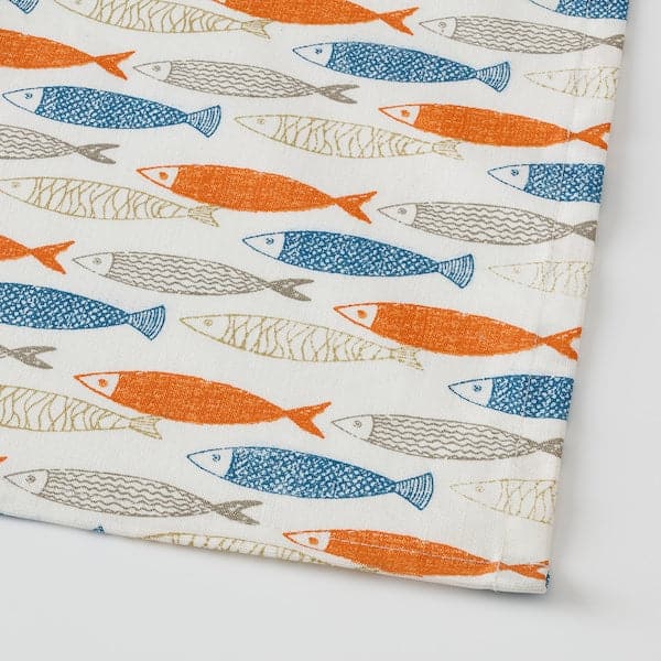 Ikea BEDYRA Tablecloth - dark pattern fish 145x240 cm ,