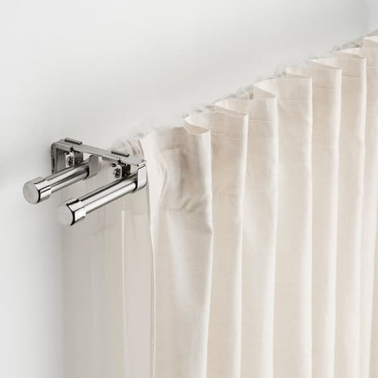 Ikea BEKRÄFTA Double curtain stick set - nickel-plated 120-210 cm 19 mm , 120-210 cm 19 mm