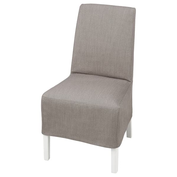 Ikea BERGMUND Chair with medium length lining - white/Nolhaga grey/beige ,