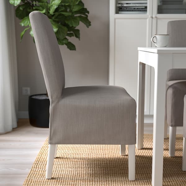 Ikea BERGMUND Chair with medium length lining - white/Nolhaga grey/beige ,