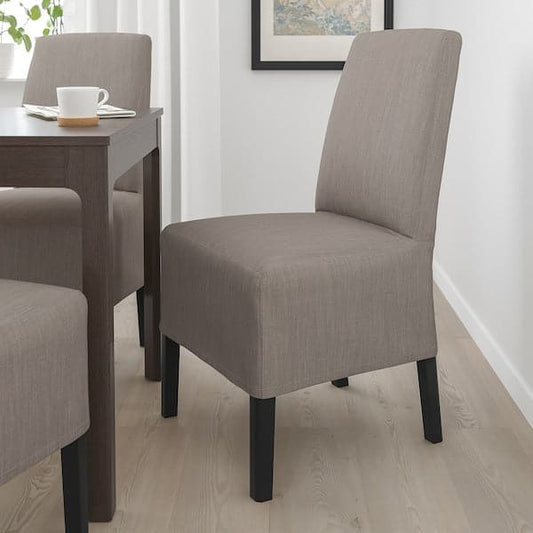 Ikea BERGMUND Chair with medium length lining - black/Nolhaga grey/beige ,
