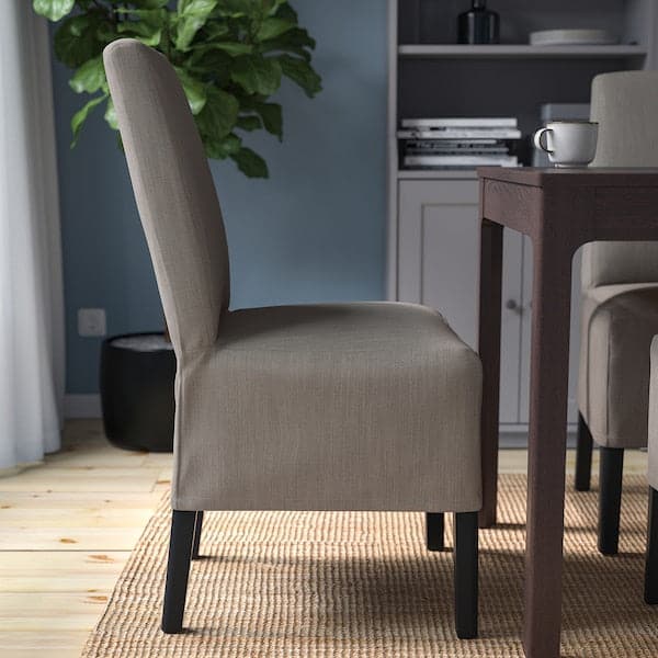 Ikea BERGMUND Chair with medium length lining - black/Nolhaga grey/beige ,