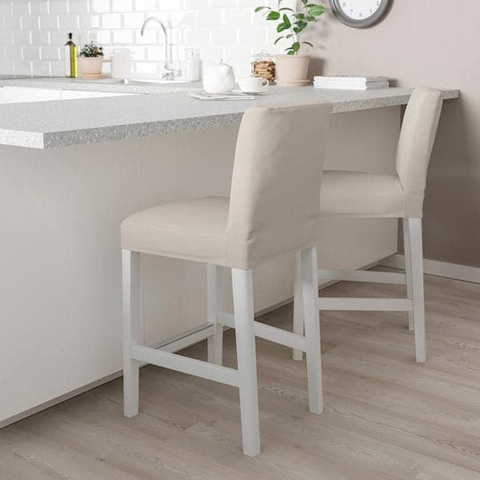 BERGMUND Bar stool with back - white/Hallarp beige 62 cm , 62 cm - best price from Maltashopper.com 69388112