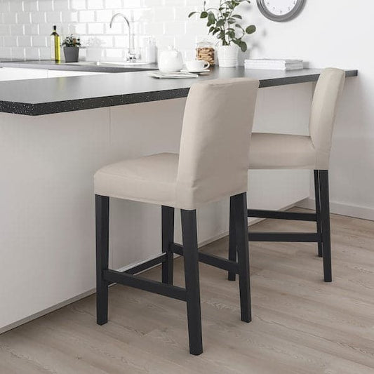 BERGMUND Bar stool with backrest - black/Hallarp beige 62 cm - best price from Maltashopper.com 19388181