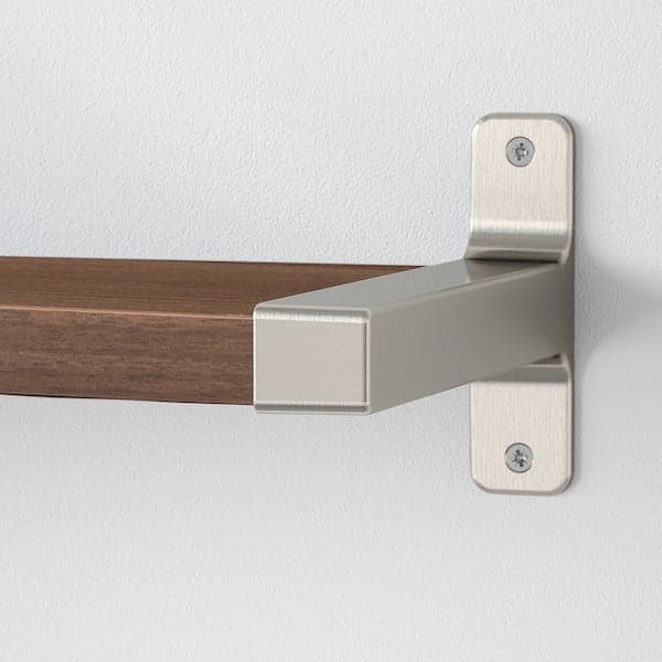 Ikea BERGSHULT / GRANHULT - Shelf and brackets, walnut/nickel-plated effect, 80x20 cm