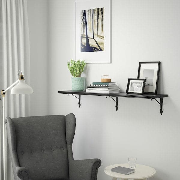 Ikea BERGSHULT / KROKSHULT - Wall shelf, brown-black/anthracite, 120x30 cm