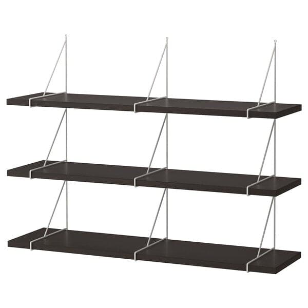 Ikea BERGSHULT / PERSHULT - Wall shelf combination, brown-black/white, 120x30 cm