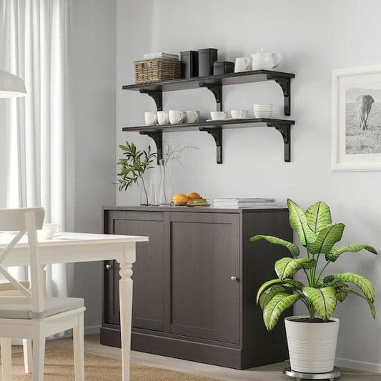 BERGSHULT / RAMSHULT - Wall shelf combination, brown-black, 120x30 cm - best price from Maltashopper.com 29291107