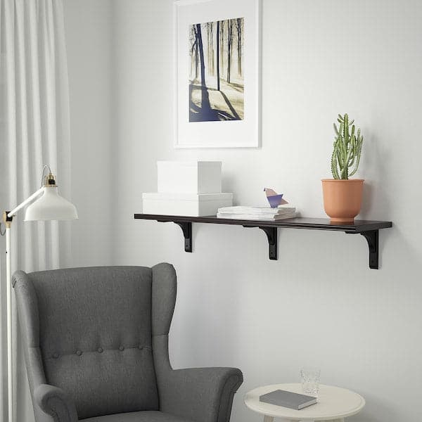 Ikea BERGSHULT / RAMSHULT - Wall shelf, brown-black, 120x30 cm