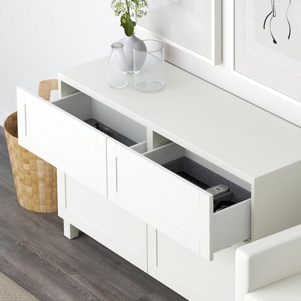 Ikea BESTÅ - Storage combination w doors/drawers, white/Hanviken/Stubbarp white, 120x42x74 cm