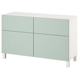 BESTÅ storage combination w doors/drawers, white/Hjortviken/Stubbarp pale grey-green, 120x42x74 cm