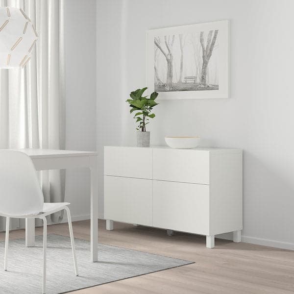 Ikea BESTÅ - Storage combination w doors/drawers, white/Lappviken/Stubbarp white, 120x42x74 cm