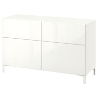 BESTÅ storage combination w doors/drawers, white/Selsviken high-gloss/white, 120x42x74 cm