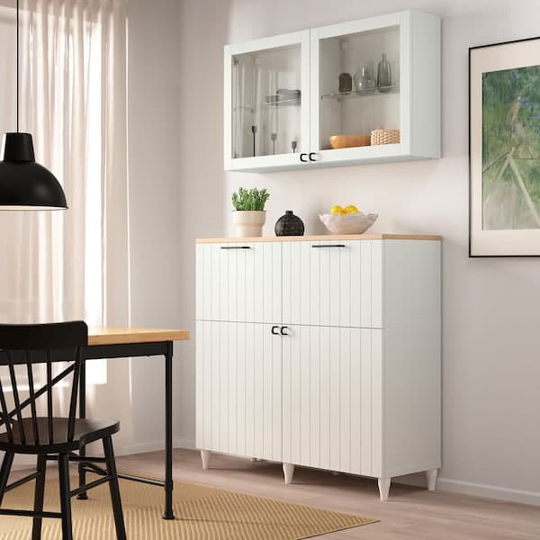 Ikea BESTÅ - Storage combination w doors/drawers, white/Sutterviken/Kabbarp white clear glass, 120x42x240 cm