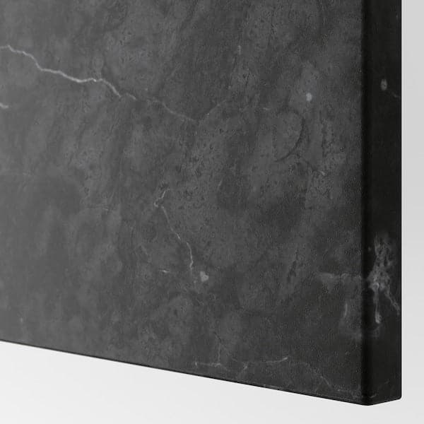 BESTÅ - Storage combination w doors/drawers, dark grey Bergsviken/Stubbarp/black marble effect, 120x42x74 cm - best price from Maltashopper.com 49556168