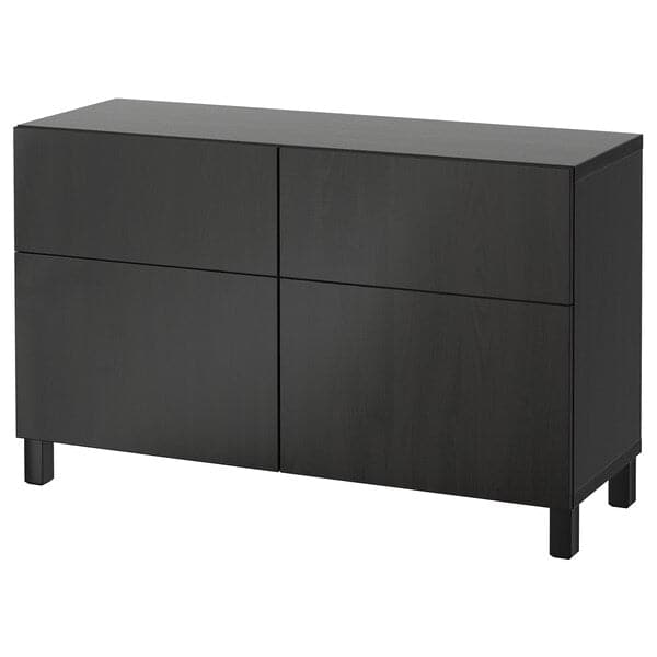 Ikea BESTÅ - Storage combination w doors/drawers, black-brown/Lappviken/Stubbarp black-brown, 120x42x74 cm