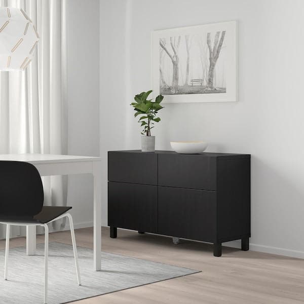Ikea BESTÅ - Storage combination w doors/drawers, black-brown/Lappviken/Stubbarp black-brown, 120x42x74 cm