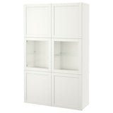 BESTÅ storage combination w glass doors, white Hanviken/Sindvik white clear glass, 120x42x193 cm