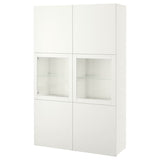 BESTÅ storage combination w glass doors, white Lappviken/Sindvik white clear glass, 120x42x193 cm