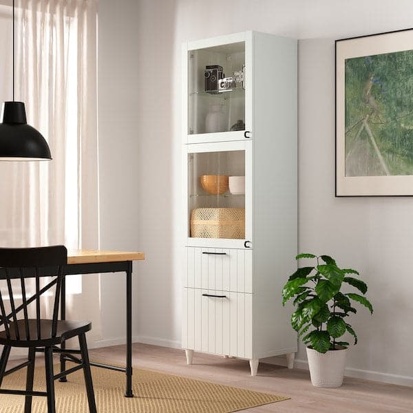 BESTÅ - Storage combination w glass doors, white/Sutterviken/Kabbarp white clear glass, 60x42x202 cm - best price from Maltashopper.com 69389263