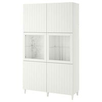 BESTÅ storage combination w glass doors, white Sutterviken/Sindvik white clear glass, 120x42x202 cm