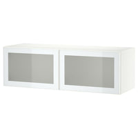 BESTÅ wall-mounted cabinet combination, white Glassvik/white/light green frosted glass, 120x42x38 cm