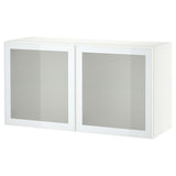 BESTÅ wall-mounted cabinet combination, white Glassvik/white/light green frosted glass, 120x42x64 cm