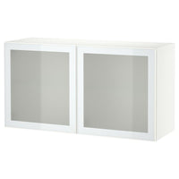 BESTÅ wall-mounted cabinet combination, white Glassvik/white/light green frosted glass, 120x42x64 cm