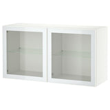 BESTÅ wall-mounted cabinet combination, white Glassvik/white/light green clear glass, 120x42x64 cm
