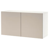 BESTÅ wall-mounted cabinet combination, white Lappviken/light grey/beige, 120x42x64 cm