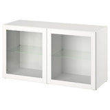 BESTÅ wall-mounted cabinet combination, white/Ostvik clear glass, 120x42x64 cm
