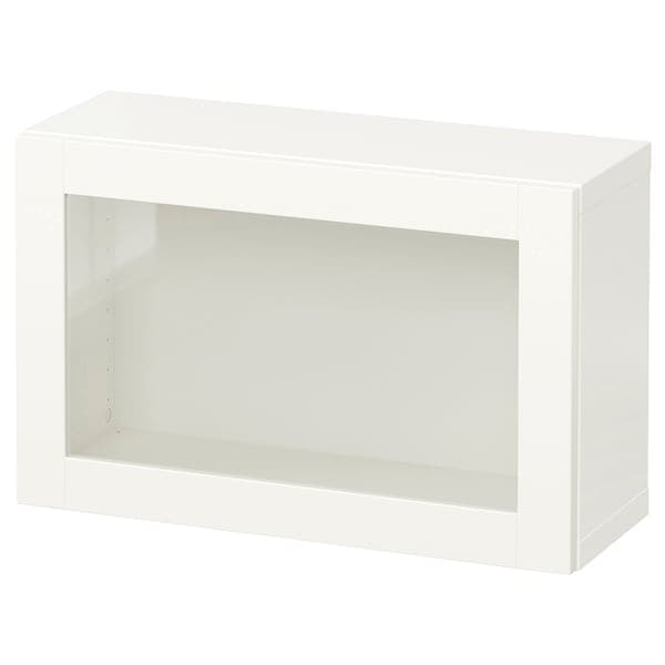 Ikea BESTÅ - Wall-mounted cabinet combination, white/Sindvik white clear glass, 60x22x38 cm