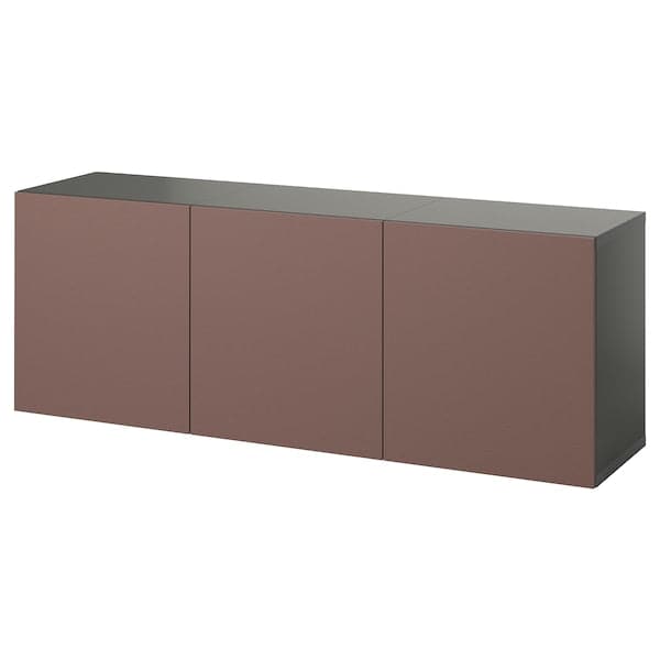BESTÅ - Wall furniture combination, dark grey/Hjortviken brown, , 180x42x64 cm - best price from Maltashopper.com 39508111