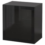 BESTÅ wall-mounted cabinet combination, high-gloss/black/Glassvik, 60x42x64 cm