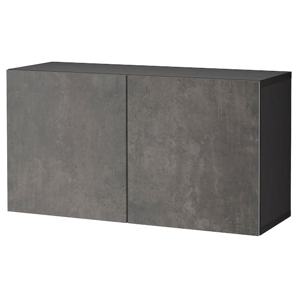 Ikea BESTÅ - Wall-mounted cabinet combination, black-brown Kallviken/dark grey concrete effect, 120x42x64 cm