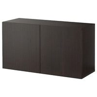 BESTÅ wall-mounted cabinet combination, black-brown/Lappviken, 120x42x64 cm