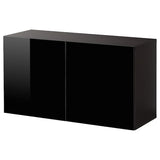 BESTÅ wall-mounted cabinet combination, black-brown/Selsviken black, 120x42x64 cm