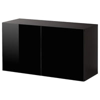 BESTÅ wall-mounted cabinet combination, black-brown/Selsviken black, 120x42x64 cm