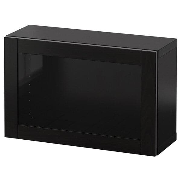 BESTÅ - Wall-mounted cabinet combination, black-brown/Sindvik black-brown clear glass, 60x22x38 cm - best price from Maltashopper.com 59429274