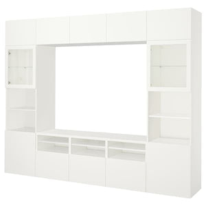 Ikea BESTÅ - TV storage combination/glass doors, white/Lappviken white clear glass, 300x42x231 cm