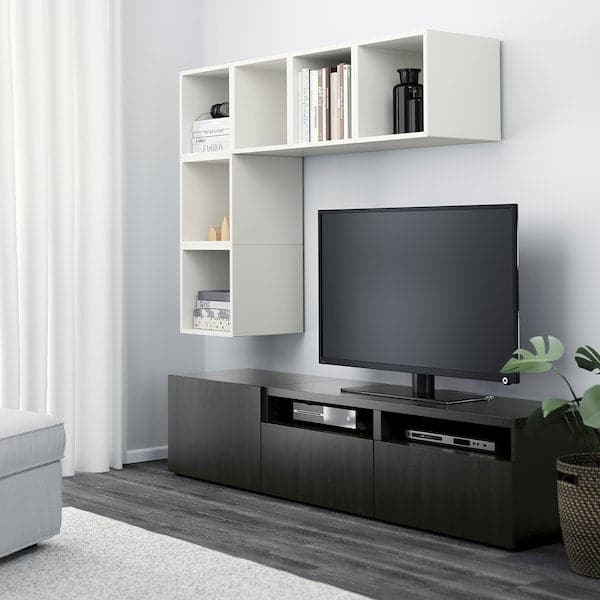 Ikea BESTÅ / EKET - Cabinet combination for TV, white/black-brown, 180x42x170 cm