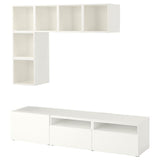 BESTÅ / EKET cabinet combination for TV, white, 180x42x170 cm