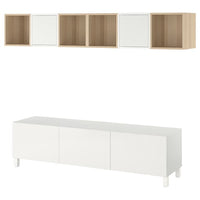 BESTÅ / EKET TV bench, white/Valviken, 180x42x48 cm
