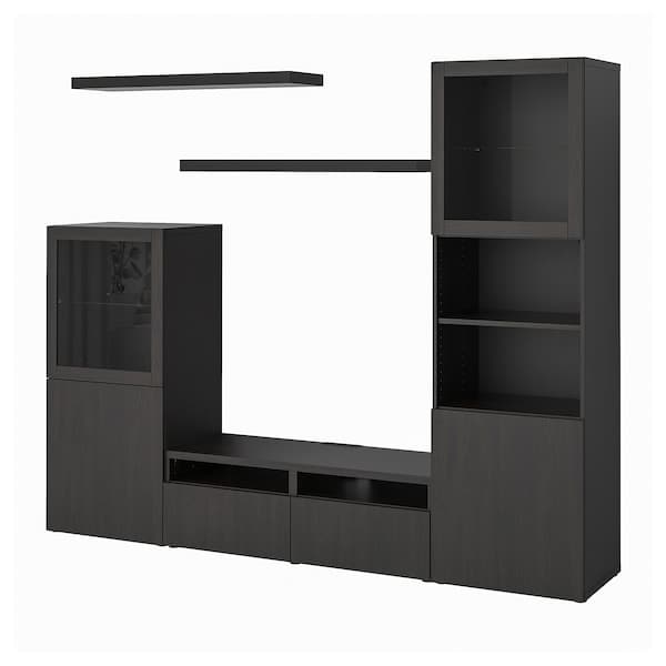 Ikea BESTÅ / LACK - TV storage combination, black-brown, 240x42x193 cm