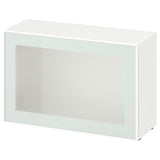 BESTÅ shelf unit with glass door, white Glassvik/white/light green frosted glass, 60x22x38 cm