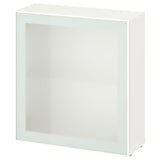 BESTÅ shelf unit with glass door, white Glassvik/white/light green frosted glass, 60x22x64 cm