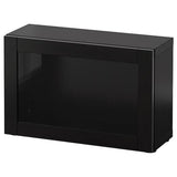 BESTÅ shelf unit with glass door, black-brown/Sindvik black-brown clear glass, 60x22x38 cm