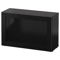 BESTÅ shelf unit with glass door, black-brown/Sindvik black-brown clear glass, 60x22x38 cm