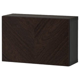 BESTÅ shelf unit with door, black-brown Hedeviken/dark brown stained oak veneer, 60x22x38 cm